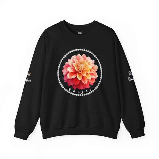 Boujee Flower Pink Yellow - Heavy Blend™ Dark Colors Crewneck Sweatshirt