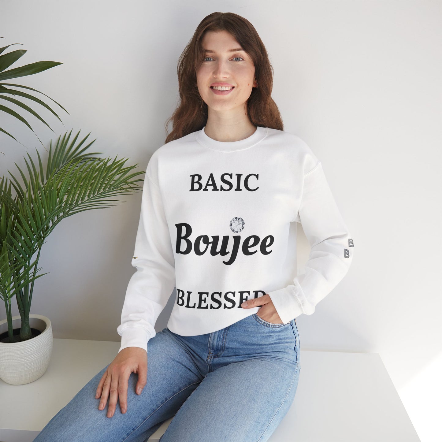 Basic Boujee Blessed - Heavy Blend™ Light Colors Crewneck Sweatshirt