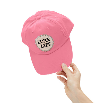 Luxe Life - Distressed Pearl-Emblem Cap