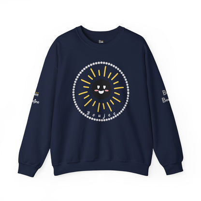 Boujee Sunshine Smiley Face Black - Heavy Blend™ Dark Colors Crewneck Sweatshirt