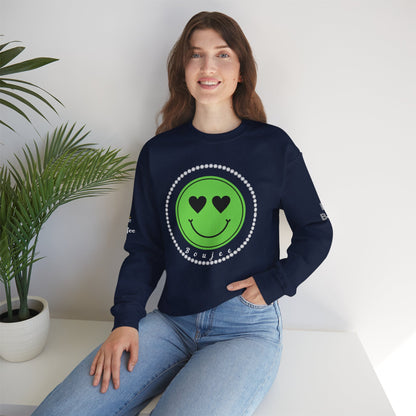 Boujee Smiley Face Green Heart Eyes - Heavy Blend™ Dark Colors Crewneck Sweatshirt