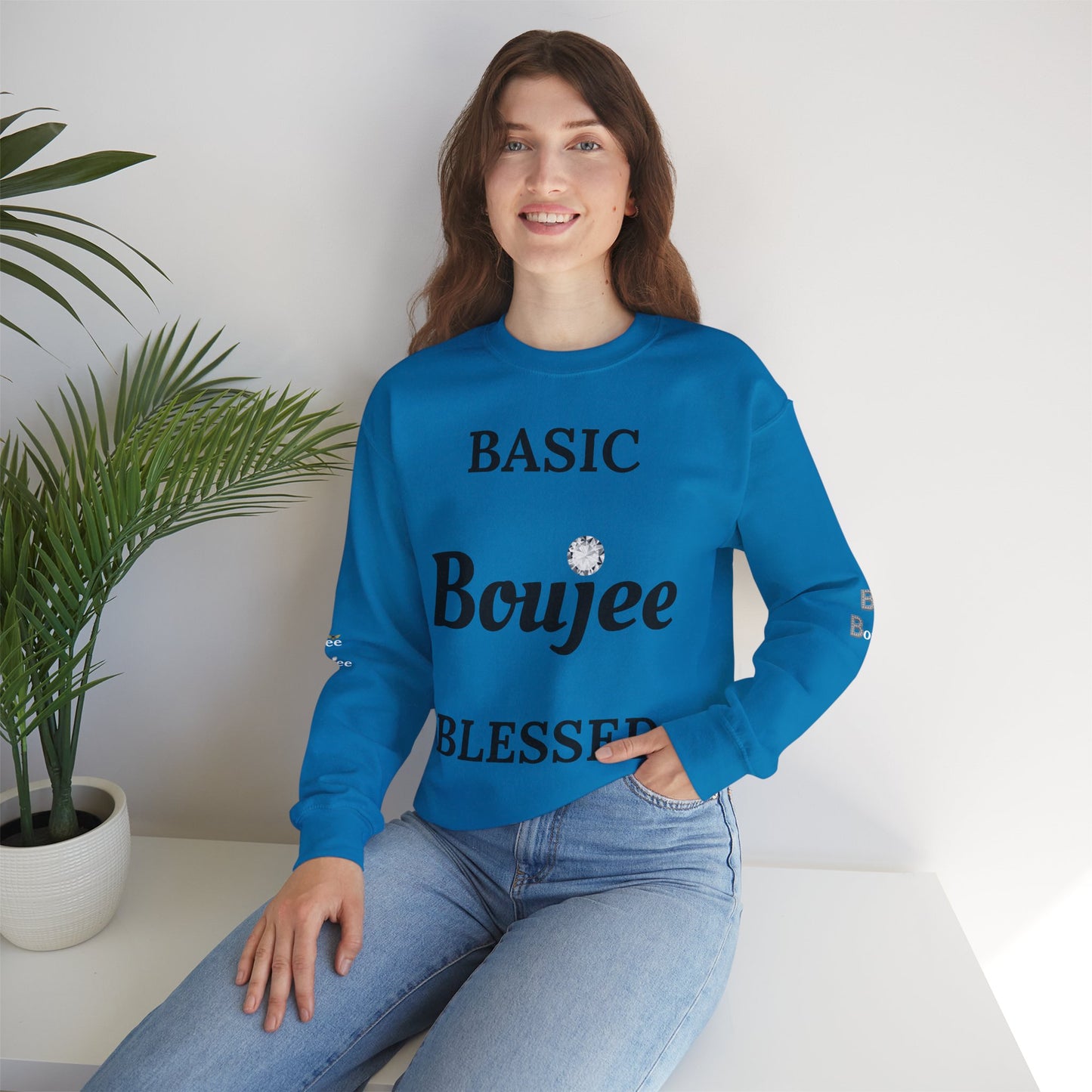 Basic Boujee Blessed - Heavy Blend™ Light Colors Crewneck Sweatshirt