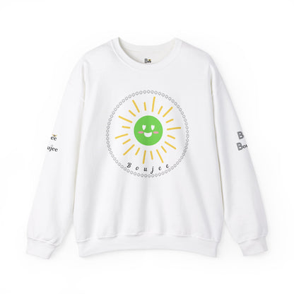 Boujee Sunshine Smiley Face Green - Heavy Blend™ Light Colors Crewneck Sweatshirt