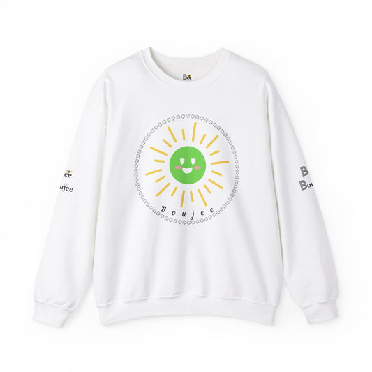 Boujee Sunshine Smiley Face Green - Heavy Blend™ Light Colors Crewneck Sweatshirt