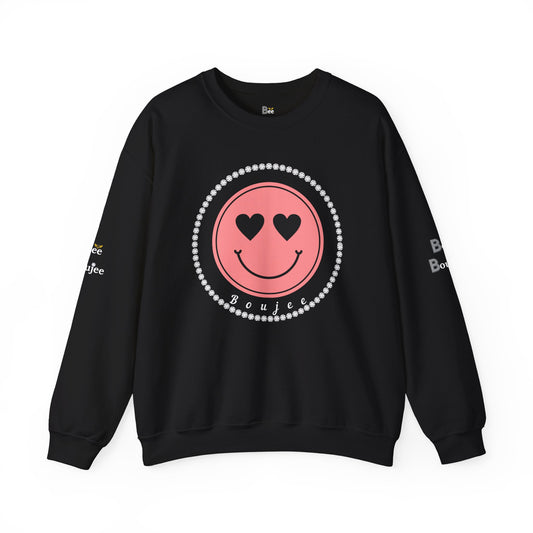 Boujee Smiley Face Pink Heart Eyes - Heavy Blend™ Dark Colors Crewneck Sweatshirt