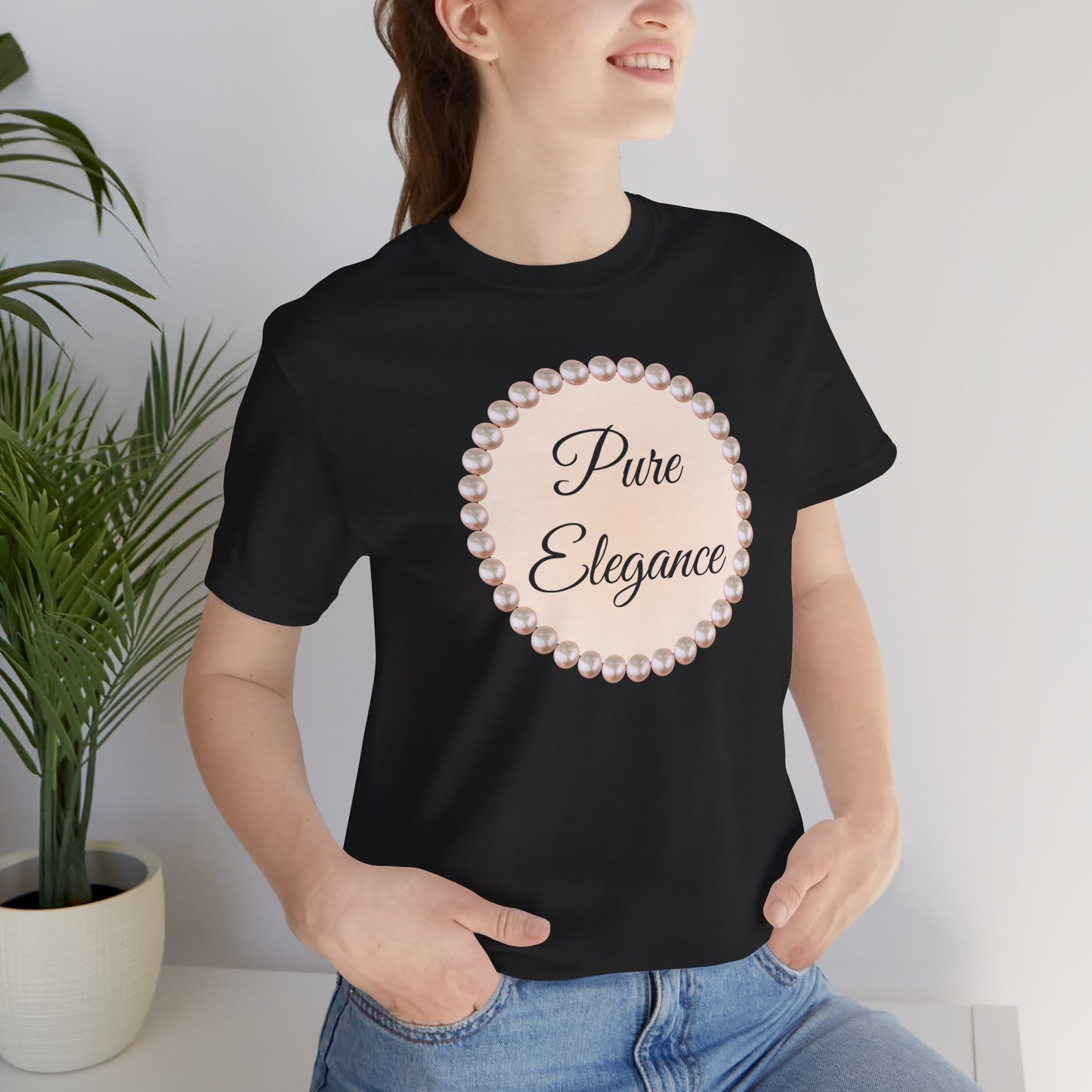 Pure Elegance Pearl-Framed Jersey Tee