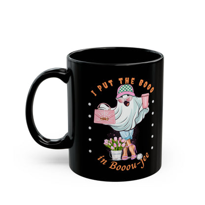 Halloween Booo in Booujee BLACK Mug 11oz FAIR SKIN TONE