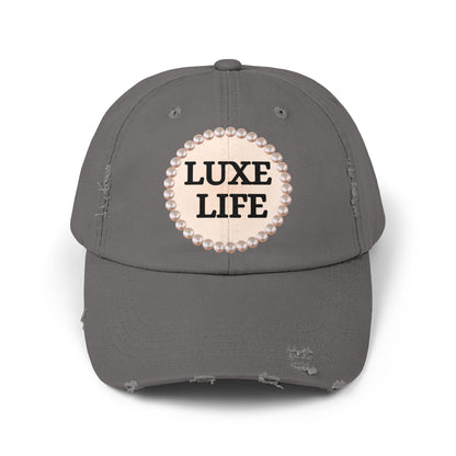Luxe Life - Distressed Pearl-Emblem Cap