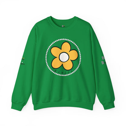 Boujee Flower Yellow White - Heavy Blend™ Light Colors Crewneck Sweatshirt