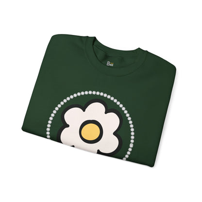 Boujee White Gold Flower White - Heavy Blend™ Dark Colors Crewneck Sweatshirt