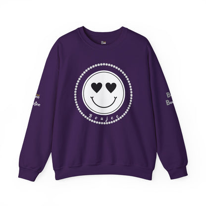 Boujee Smiley Face White Heart Eyes - Heavy Blend™ Dark Colors Crewneck Sweatshirt