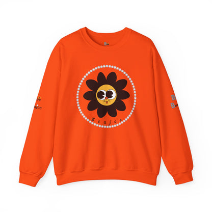 Boujee Flower Smiley Face Black Gold Wide-Eyed - Heavy Blend™ Light Colors Crewneck Sweatshirt