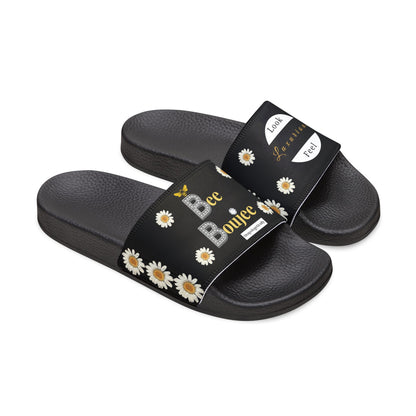 Bee Boujee - BLACK Flowers Women's Removable-Strap Sandals