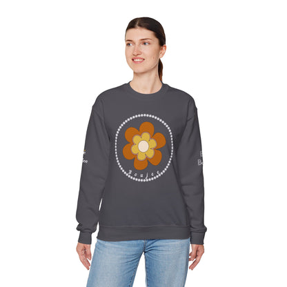 Boujee Brown Flower - Heavy Blend™ Dark Colors Crewneck Sweatshirt