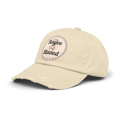 Kinda Boujee Really Blessed Distressed Pearl-Emblem Cap