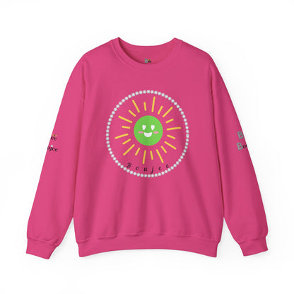 Boujee Sunshine Smiley Face Green - Heavy Blend™ Light Colors Crewneck Sweatshirt