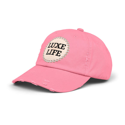 Luxe Life - Distressed Pearl-Emblem Cap