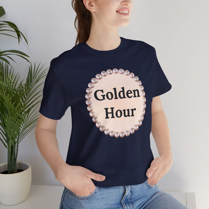 Golden Hour Pearl-Framed Luxe Tee