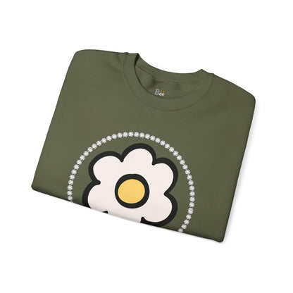 Boujee White Gold Flower White - Heavy Blend™ Dark Colors Crewneck Sweatshirt