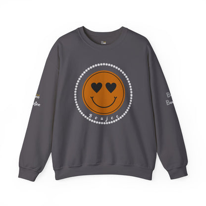 Boujee Smiley Face Brown Heart Eyes - Heavy Blend™ Dark Colors Crewneck Sweatshirt