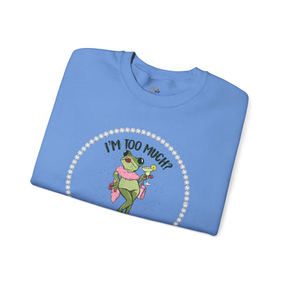 Boujee Frog I'm Too Much Go Find Less with Martini - Heavy Blend™ Light Colors Crewneck Sweatshirt