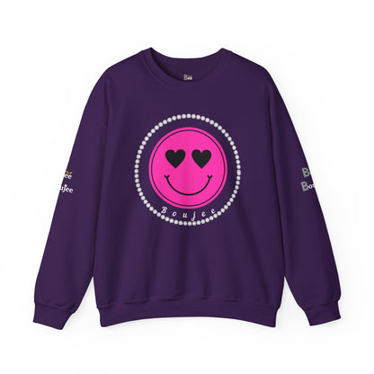 Boujee Smiley Face Pink Heart Eyes - Heavy Blend™ Dark Colors Crewneck Sweatshirt