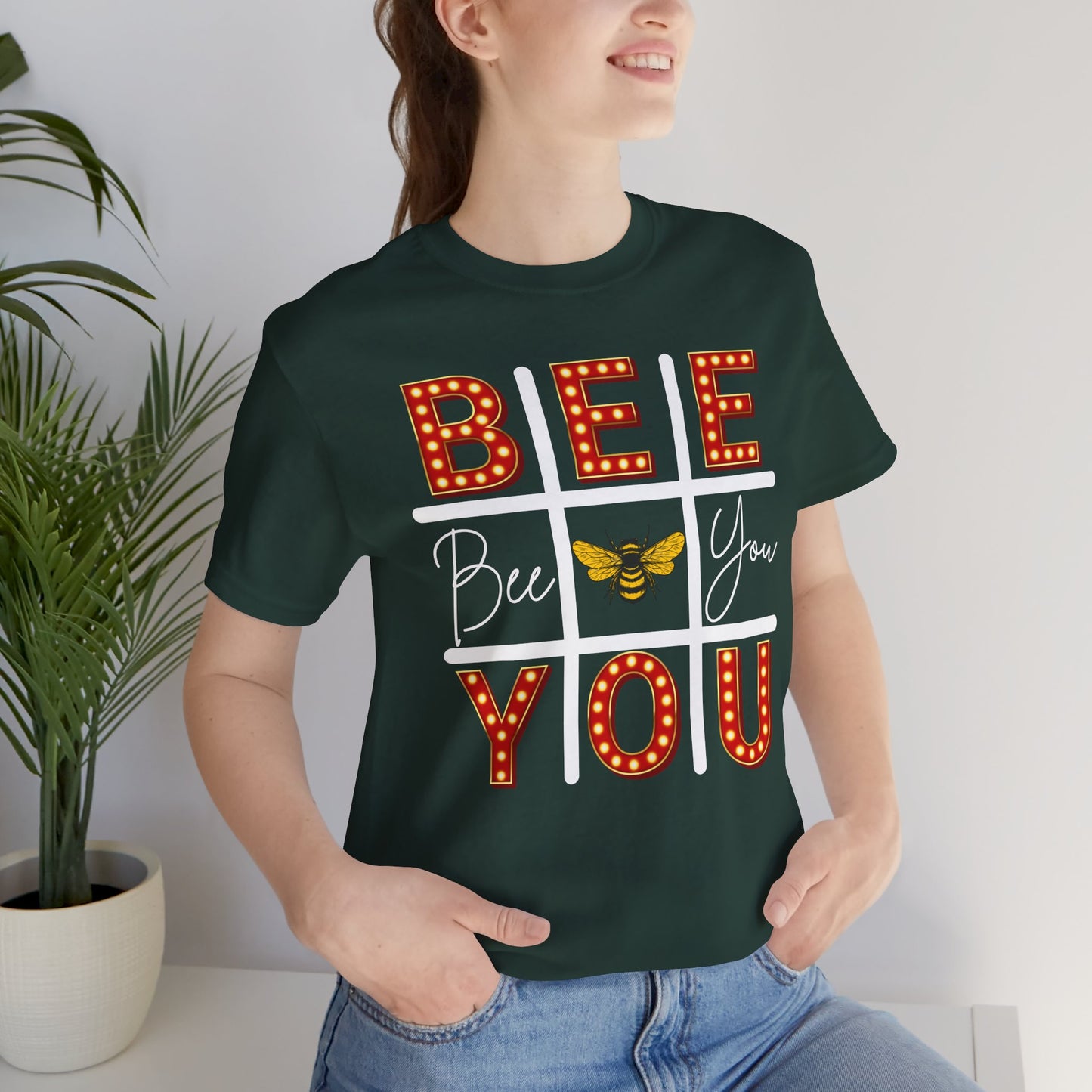 Bee You Marquee Tic-Tac-Toe Tee Dark Tee