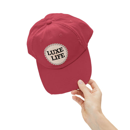 Luxe Life - Distressed Pearl-Emblem Cap