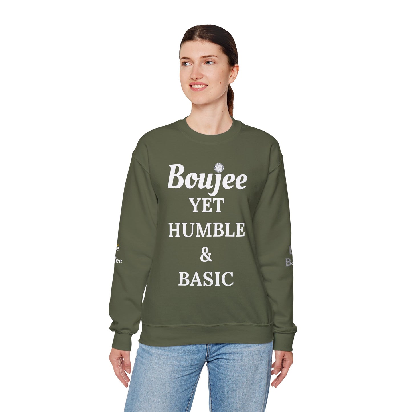 Boujee Yet Humble & Basic - Heavy Blend™ Dark Colors Crewneck Sweatshirt