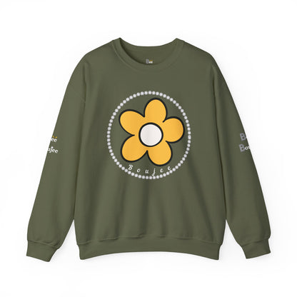 Boujee Flower Yellow White - Heavy Blend™ Dark Colors Crewneck Sweatshirt