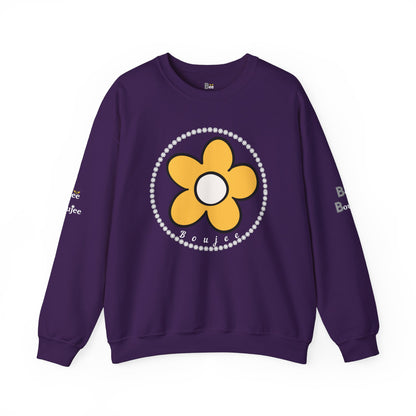 Boujee Flower Yellow White - Heavy Blend™ Dark Colors Crewneck Sweatshirt