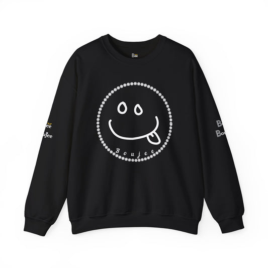 Boujee Smiley Goofy Face - Heavy Blend™ Dark Colors Crewneck Sweatshirt