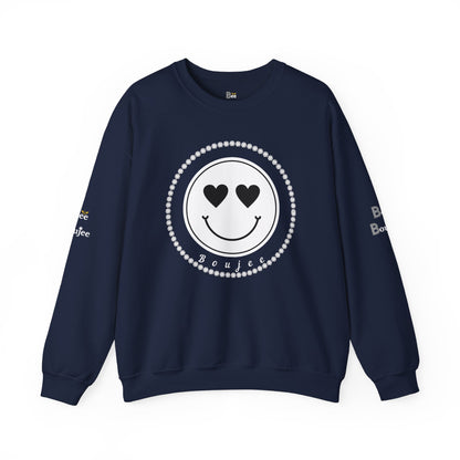 Boujee Smiley Face White Heart Eyes - Heavy Blend™ Dark Colors Crewneck Sweatshirt