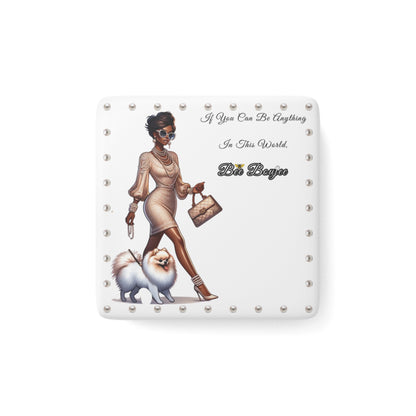 Bee Boujee in PEARLS - Porcelain Magnet 02, Square WHITE