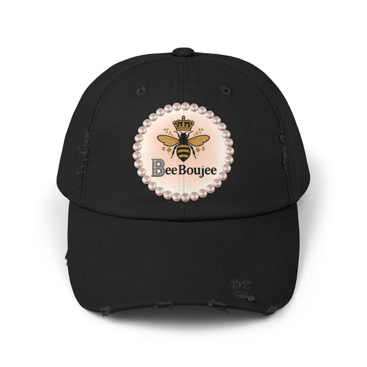 Bee Boujee Distressed Pearl-Emblem Cap