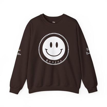 Boujee Smiley Face White - Heavy Blend™ Dark Colors Crewneck Sweatshirt