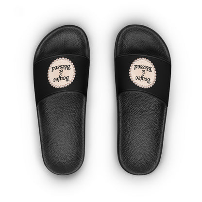 Boujee & Blessed Pearl-Emblem Women’s Slides Sandals