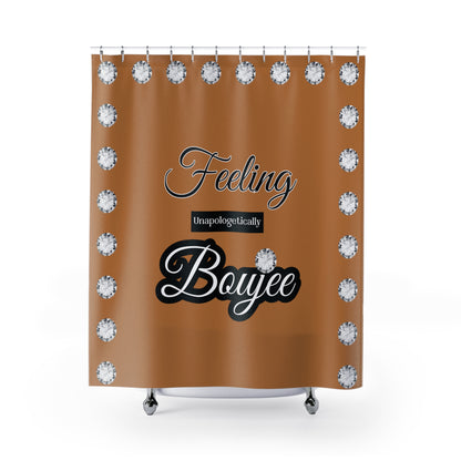 Feeling Boujee - Shower Curtain BROWN with DIAMONDS