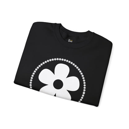 Boujee Flower White - Heavy Blend™ Dark Colors Crewneck Sweatshirt