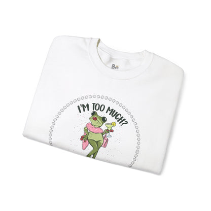 Boujee Frog I'm Too Much Go Find Less with Martini - Heavy Blend™ Light Colors Crewneck Sweatshirt