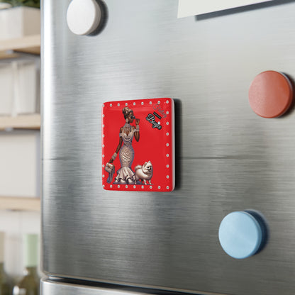Feeling Boujee in PEARLS - Porcelain Magnet 03, Square RED