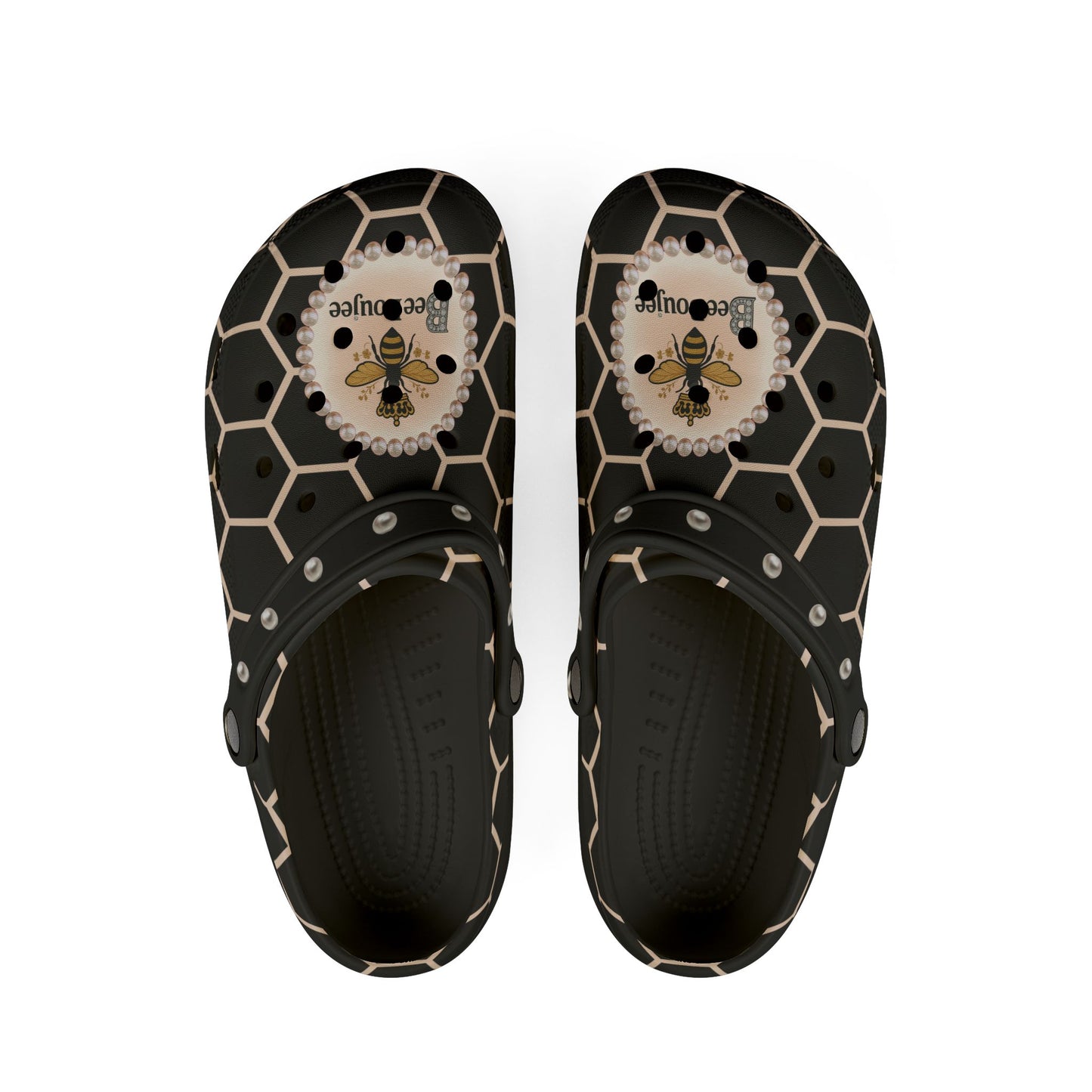 Bee Boujee Peach Honeycomb Clogs with Charms