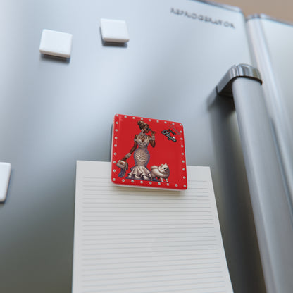 Feeling Boujee in PEARLS - Porcelain Magnet 03, Square RED