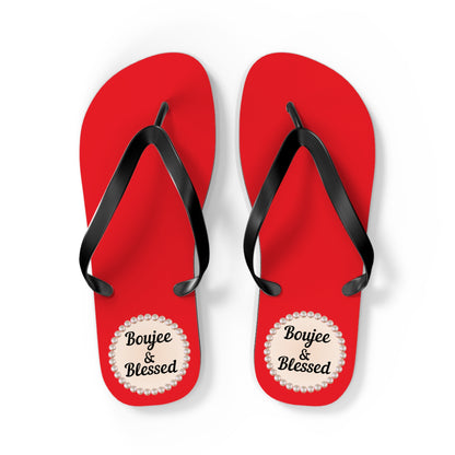 Boujee & Blessed RED Flip Flops - LARGE