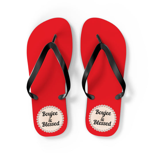 Boujee & Blessed RED Flip Flops - LARGE