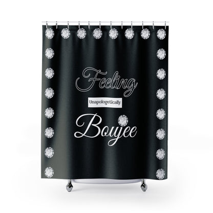 Feeling Boujee - Shower Curtain BLACK with DIAMONDS