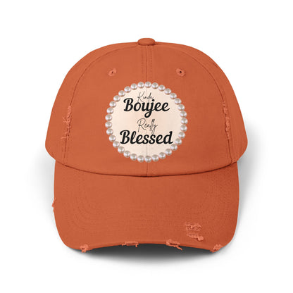 Kinda Boujee Really Blessed Distressed Pearl-Emblem Cap