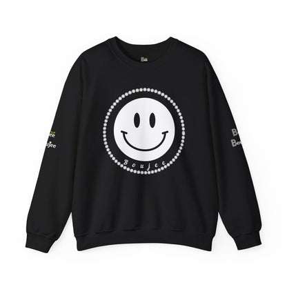 Boujee Smiley Face White - Heavy Blend™ Dark Colors Crewneck Sweatshirt