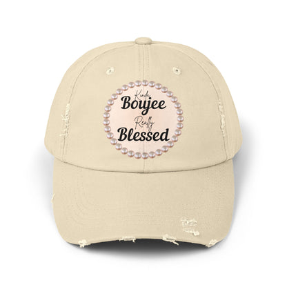 Kinda Boujee Really Blessed Distressed Pearl-Emblem Cap