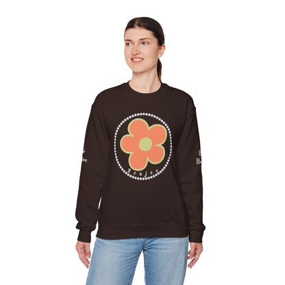 Boujee Flower Orange Green - Heavy Blend™ Dark Colors Crewneck Sweatshirt